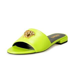 Versace Women's Leather Gold Medusa Sandals Flip Flop Mules Shoes US 8 IT 38